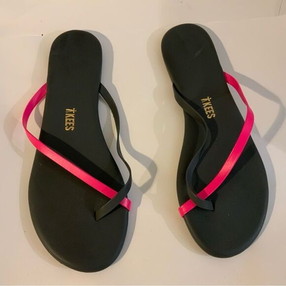 New Tkees Womens Solids Gray pink Thong Flat Flip-Flops Sandals 8 Medium /39 - Picture 1 of 6